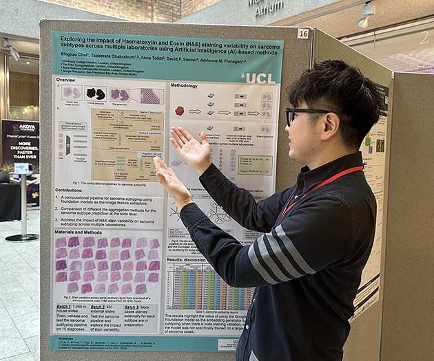 Binghao with his poster at the Pathological Society 2025 Joint Winter Meeting with The Royal Society of Medicine.